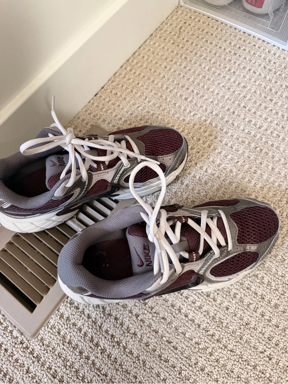 Nike Women's Burgundy and Gray Mesh Running Sneakers